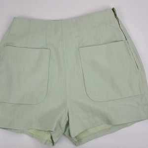 NWOT Ark & Co Linen High Waist Shorts Small Green. PRICE FIRM